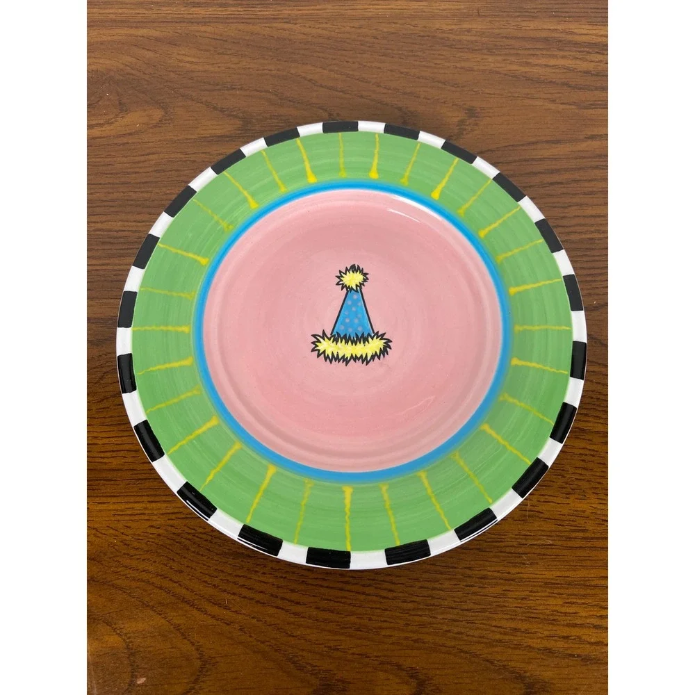 Outta Hand Amy Hetrick Party Plates Set of 4 Colorful Birthday‎ Celebration VTG
